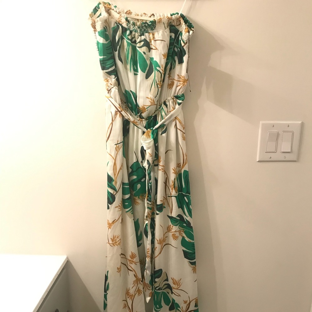 The Webster for Target long strapless leaf dress.